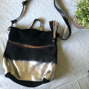 Patricia Nash silver dipped suede backpack bag